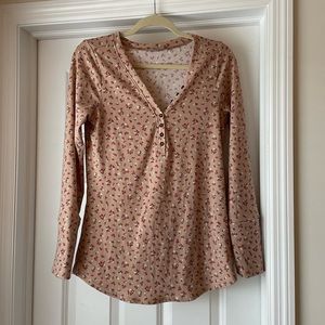 Tan floral henley